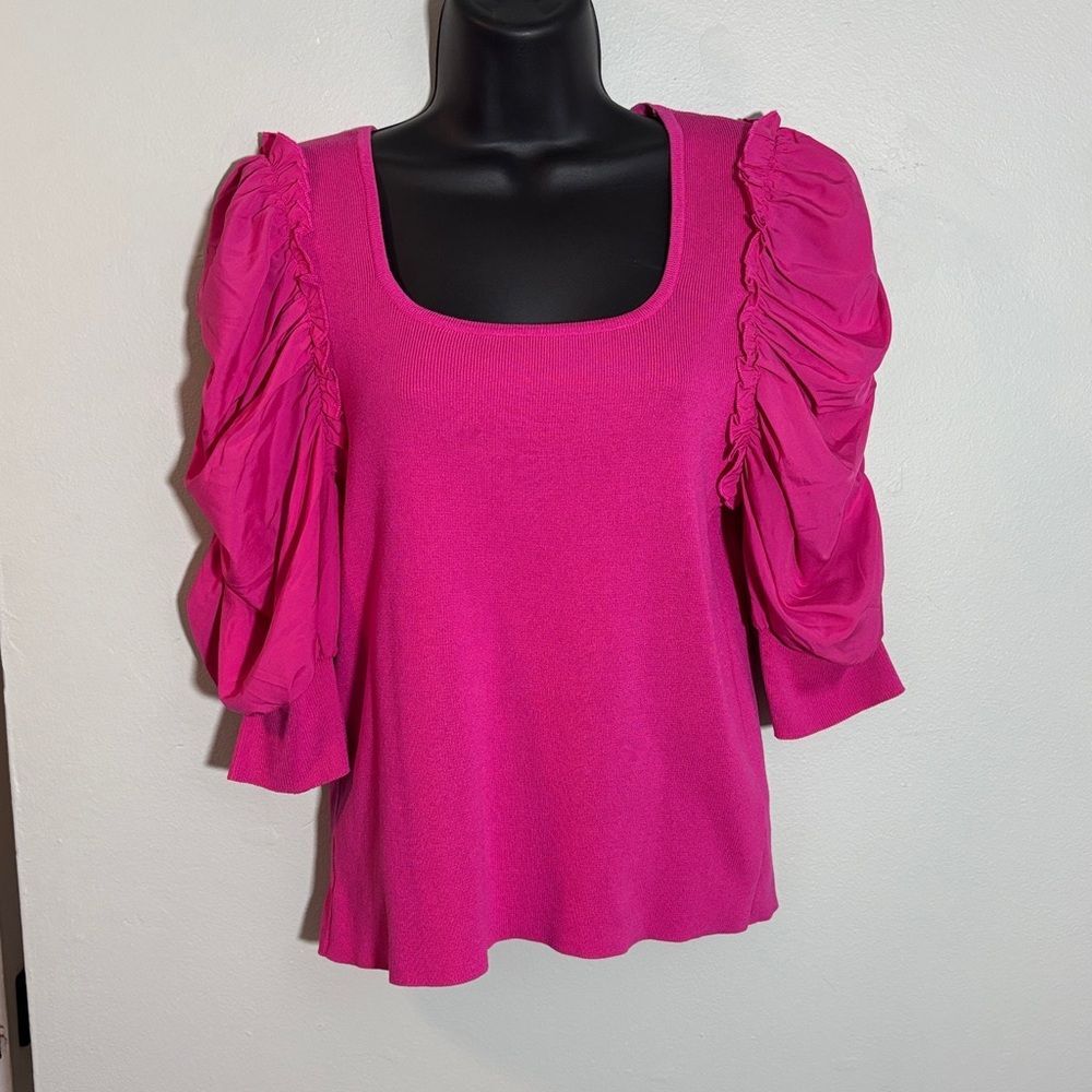 Nanette Lepore Fuchsia Puff Sleeve Blouse